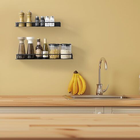 رف صغير للجدار ، رف عائم صغير ، رف الجدار الأسود ، أرفف الحمام المعدنية ، أرفف معدنية عائمة لمطبخ غرفة نوم الحمام (أسود ، 8 بوصات) in Kuwait