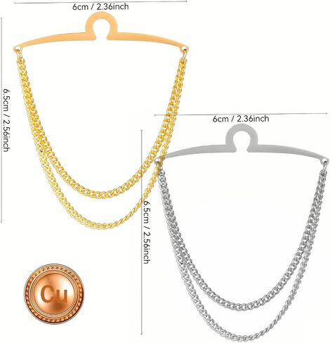 Tie Chain for Men Tie Chain Set Golden & Silvery The Best Combination for High-end Wedding,Party Venues,Business Meetings-Copper in Saudi Arabia