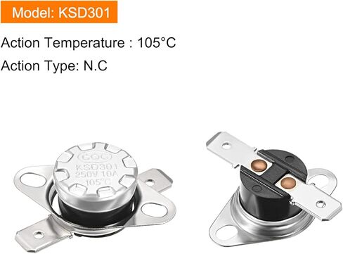 KSD301 Thermostat 135C NC Temperature Thermal Control Switch, [for Microwave Oven Refrigerators] - Normally Closed/5pcs in Saudi Arabia