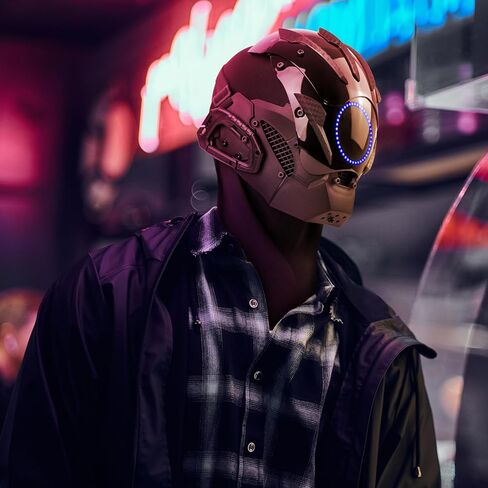 قناع Punk Lead للرجال-حزام قابل للتعديل ، و Neon Glow Sci-Fi Half-Helmet ، وقناع DJ Rave للحفلات والمهرجانات والتشابك in Kuwait