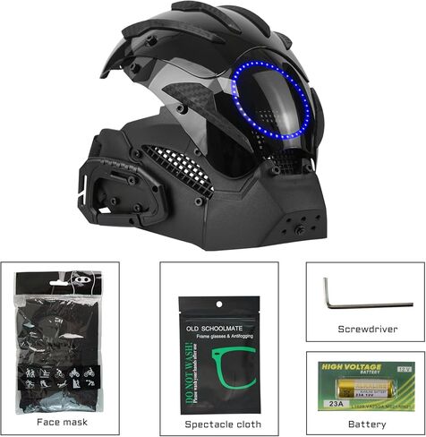 قناع Punk Lead للرجال-حزام قابل للتعديل ، و Neon Glow Sci-Fi Half-Helmet ، وقناع DJ Rave للحفلات والمهرجانات والتشابك in Kuwait