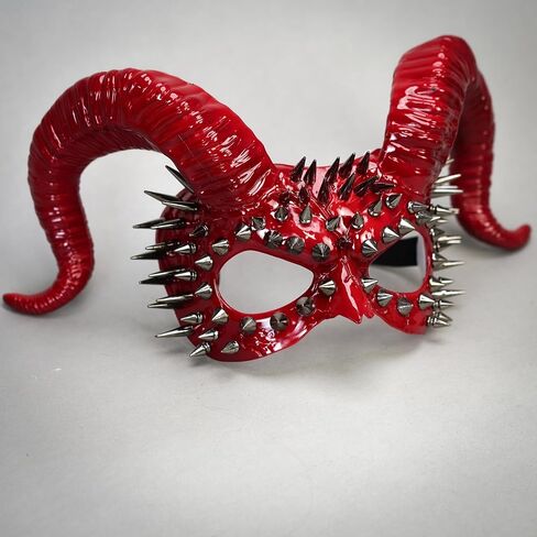 Devil Horns Demon Scary Masquerade Mask for Men Halloween Cosplay Ram Horns Voodoo Masks Headpiece Halloween in Kuwait