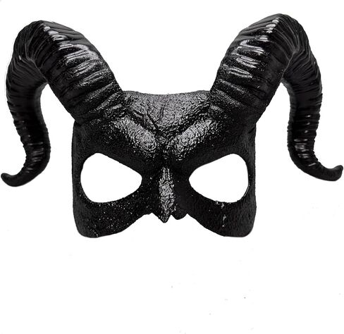 Devil Horns Demon Scary Masquerade Mask for Men Halloween Cosplay Ram Horns Voodoo Masks Headpiece Halloween in Kuwait