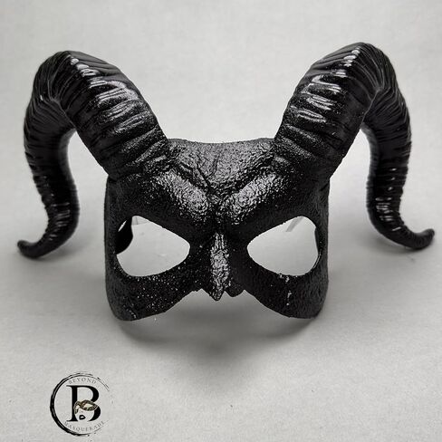 Devil Horns Demon Scary Masquerade Mask for Men Halloween Cosplay Ram Horns Voodoo Masks Headpiece Halloween in Kuwait