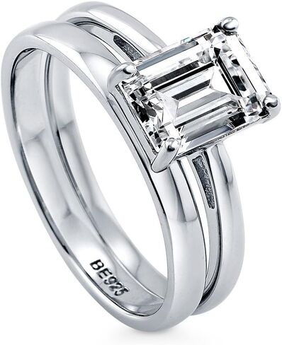 Berricle Sterling Silver Solitaire Promise خواتم خطوبة الزفاف للنساء ، 2.1 قيراط الزمرد قطع الزركونيا CZ RING in Saudi Arabia