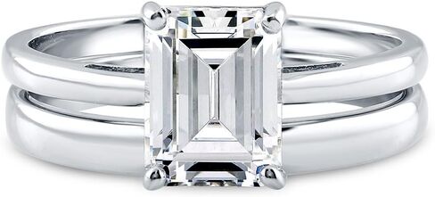 Berricle Sterling Silver Solitaire Promise خواتم خطوبة الزفاف للنساء ، 2.1 قيراط الزمرد قطع الزركونيا CZ RING in Saudi Arabia