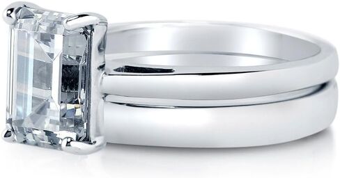 Berricle Sterling Silver Solitaire Promise خواتم خطوبة الزفاف للنساء ، 2.1 قيراط الزمرد قطع الزركونيا CZ RING in Saudi Arabia