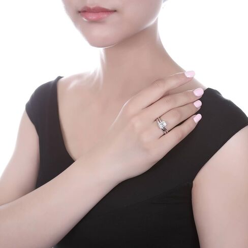 Berricle Sterling Silver Solitaire Promise خواتم خطوبة الزفاف للنساء ، 2.1 قيراط الزمرد قطع الزركونيا CZ RING in Saudi Arabia