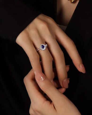 شكل بيضاوي/قلب/قطرة خلق حلقات الأحجار الكريمة 14K مطلي بالذهب/925 sterling الفضة الفضة البيرة بيان الخاتم مجوهرات مشاركة عيد ميلاد للنساء in Kuwait