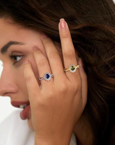 شكل بيضاوي/قلب/قطرة خلق حلقات الأحجار الكريمة 14K مطلي بالذهب/925 sterling الفضة الفضة البيرة بيان الخاتم مجوهرات مشاركة عيد ميلاد للنساء in Kuwait