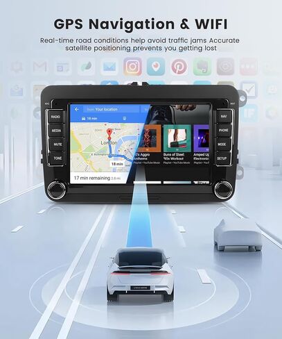 4G+64G Car Radio Stereo for VW Passat Jetta Tiguan Golf MK5 MK6 T5 EOS Polo, Android Rimoody 7'' Wireless Carplay Android Auto Mirror Link GPS 4G-WiFi BT 5.0 FM/AM/RDS DSP Camera in Kuwait