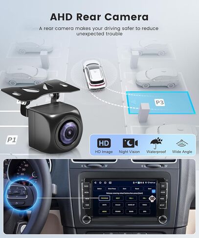 4G+64G Car Radio Stereo for VW Passat Jetta Tiguan Golf MK5 MK6 T5 EOS Polo, Android Rimoody 7'' Wireless Carplay Android Auto Mirror Link GPS 4G-WiFi BT 5.0 FM/AM/RDS DSP Camera in Kuwait