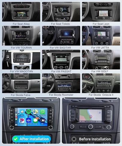 4G+64G Car Radio Stereo for VW Passat Jetta Tiguan Golf MK5 MK6 T5 EOS Polo, Android Rimoody 7'' Wireless Carplay Android Auto Mirror Link GPS 4G-WiFi BT 5.0 FM/AM/RDS DSP Camera in Kuwait