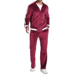 سترة مقاطع فيلور للرجال Zip-up مخطط مخملي تعرق 2 قطعة ملابس غير رسمية للياقة البدنية مجموعة الصالة الرياضية in Kuwait