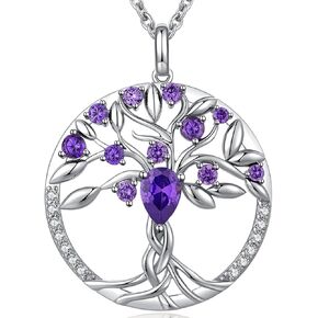 jiamiaoi Tree of Life Necklaces for Women Cubic Zirconia Tree of Life Pendant with Birthstone, Come with Gift Box, Great Gift for Women/Mother/Wife in Kuwait