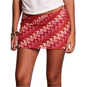 GORGLITTER المرأة بوهو الكروشيه منخفضة الخصر Bodycon التنانير الصغيرة كتلة اللون الصيف هاواي شاطئ عطلة التنانير in Kuwait