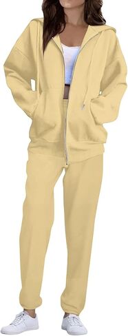 مجموعة عرق للنساء zip up stack stack stups reffer hoodie sweatie sweatpants مجموعة مجموعات عرق مطابقة مريحة مطابقة in Saudi Arabia