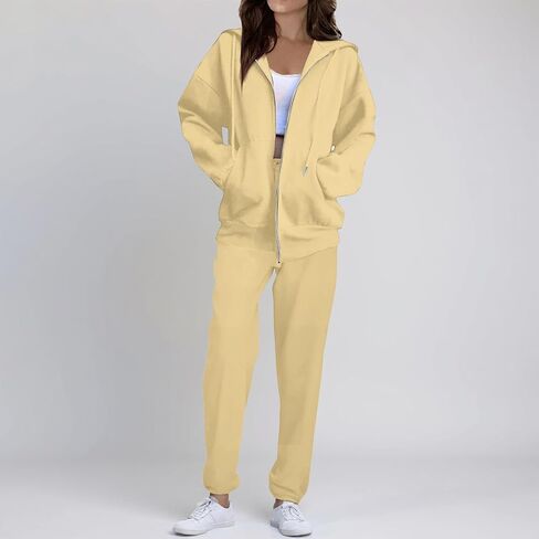 مجموعة عرق للنساء zip up stack stack stups reffer hoodie sweatie sweatpants مجموعة مجموعات عرق مطابقة مريحة مطابقة in Saudi Arabia