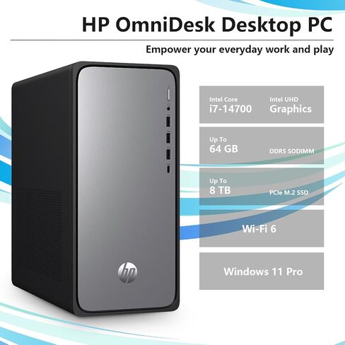 HP Business Newest 13th Generation Envy i7 Tower Desktop, Intel Core i7-13700, 16GB RAM, 1TB SSD, RJ45, SD Card Reader, HDMI, Wi-Fi 6 & Bluetooth, Wired Keyboard & Mouse, Windows 11 Pro, Black in Saudi Arabia