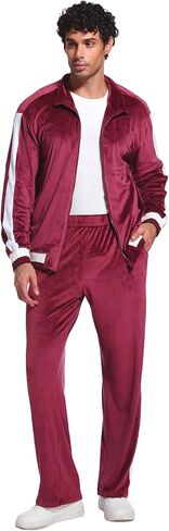 سترة مقاطع فيلور للرجال Zip-up مخطط مخملي تعرق 2 قطعة ملابس غير رسمية للياقة البدنية مجموعة الصالة الرياضية in Kuwait