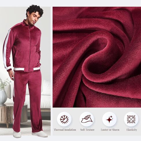 سترة مقاطع فيلور للرجال Zip-up مخطط مخملي تعرق 2 قطعة ملابس غير رسمية للياقة البدنية مجموعة الصالة الرياضية in Kuwait