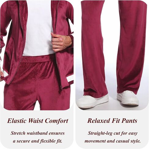 سترة مقاطع فيلور للرجال Zip-up مخطط مخملي تعرق 2 قطعة ملابس غير رسمية للياقة البدنية مجموعة الصالة الرياضية in Kuwait