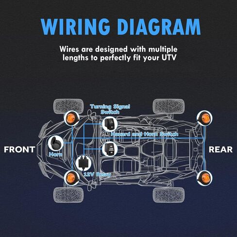 UTV Turn Signal Signal Kit مع قرن ، مسبقًا ، سدادات و PLACK ATV Signal Street Legal Blinker Kit مع Rocker Switch USB Flasher Relay متوافق مع Polaris ، Can-AM ، Kawasaki ، CFMOTO (4 PCS LIGHTS) in Saudi Arabia
