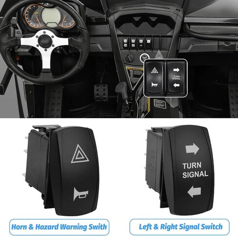 UTV Turn Signal Signal Kit مع قرن ، مسبقًا ، سدادات و PLACK ATV Signal Street Legal Blinker Kit مع Rocker Switch USB Flasher Relay متوافق مع Polaris ، Can-AM ، Kawasaki ، CFMOTO (4 PCS LIGHTS) in Saudi Arabia