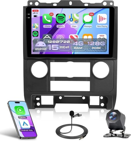 8 Core 6G+128G Android 13 Car Radio for Ford Escape 2007-2012/Mazda Tribute 2007-2012, Rimoody Car Stereo Wireless Carplay DSP-36 GPS WiFi 9'' Touchscreen BT/FM/RDS Mirror Link 59-UI Backup Camera in Kuwait