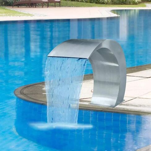 Stainless Steel Waterfall,Pool Fountain Waterfall Fountain Water Resistant Pool Water Waterfall Outdoor Decor Sheer Descent Pond Water Feature 45 X 30 X 60 cm in Saudi Arabia