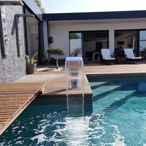 Stainless Steel Waterfall,Pool Fountain Waterfall Fountain Water Resistant Pool Water Waterfall Outdoor Decor Sheer Descent Pond Water Feature 45 X 30 X 60 cm in Saudi Arabia