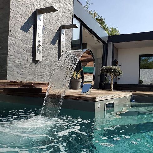Stainless Steel Waterfall,Pool Fountain Waterfall Fountain Water Resistant Pool Water Waterfall Outdoor Decor Sheer Descent Pond Water Feature 45 X 30 X 60 cm in Saudi Arabia