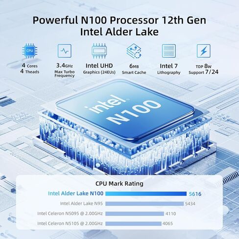 MeLE Fanless Mini PC Stick PCG02 Pro الجيل الثاني عشر Alder Lake - N100(حتى 3.4 جيجا هرتز)، 8 جيجا DDR4 RAM 256 جيجا بايت كمبيوتر مكتبي يدعم 4K Dual HDMI USB3.2 WiFi BT Ethernet، مكتب الأعمال المنزلية الصناعية in Kuwait