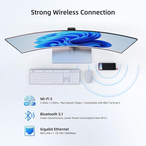 MeLE Fanless Mini PC Stick PCG02 Pro الجيل الثاني عشر Alder Lake - N100(حتى 3.4 جيجا هرتز)، 8 جيجا DDR4 RAM 256 جيجا بايت كمبيوتر مكتبي يدعم 4K Dual HDMI USB3.2 WiFi BT Ethernet، مكتب الأعمال المنزلية الصناعية in Kuwait