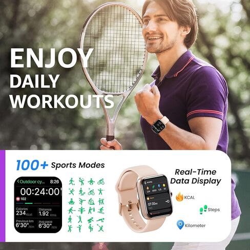 TOZO S3 Smart Watch for Men Women for iPhone ＆ Android, 1.83" Fitness Tracker Bluetooth Call [Answer/Make], IP68 Waterproof with Heart Rate/SpO2/Sleep Monitor, 100+ Sport Modes Black in Kuwait