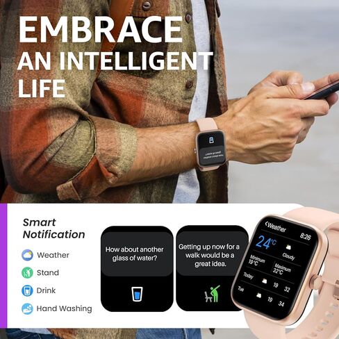 TOZO S3 Smart Watch for Men Women for iPhone ＆ Android, 1.83" Fitness Tracker Bluetooth Call [Answer/Make], IP68 Waterproof with Heart Rate/SpO2/Sleep Monitor, 100+ Sport Modes Black in Kuwait