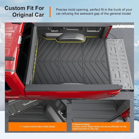 powoq 6.5FT شاحنة سرير حصيرة الكلمة حصيرة متوافقة مع 2015-2024 فورد F150 شاحنة السرير بطانة البضائع بطانة TPE استبدال بطانة الكلمة ل2015-2024 فورد F150 الملحقات (3 أضعاف 6.5FT السرير حصيرة + الكلمة حصيرة) in Kuwait