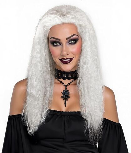 Witch Grey Wig Long Curly,Old Lady Halloween Cosplay Costume Hair Accessory for Women in Saudi Arabia