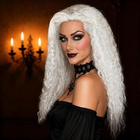Witch Grey Wig Long Curly,Old Lady Halloween Cosplay Costume Hair Accessory for Women in Saudi Arabia