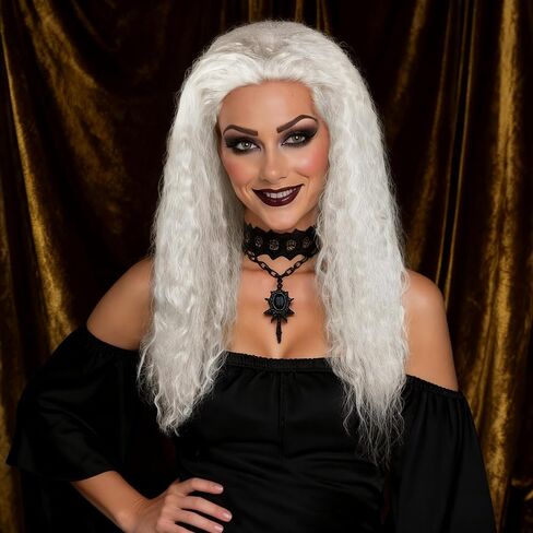 Witch Grey Wig Long Curly,Old Lady Halloween Cosplay Costume Hair Accessory for Women in Saudi Arabia