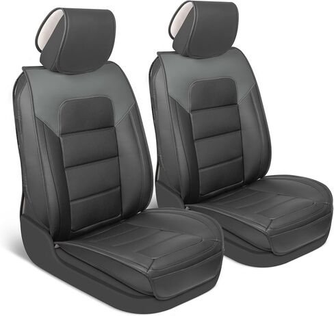 Classic Edition Faux Leather Seat Covers for Cars, Trucks, & SUV - 2 White Car Seat Covers for Front Seats - Universal Fit Car Accessories Automotive Interior Protector for Most Vehicles in Saudi Arabia