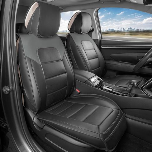 Classic Edition Faux Leather Seat Covers for Cars, Trucks, & SUV - 2 White Car Seat Covers for Front Seats - Universal Fit Car Accessories Automotive Interior Protector for Most Vehicles in Saudi Arabia