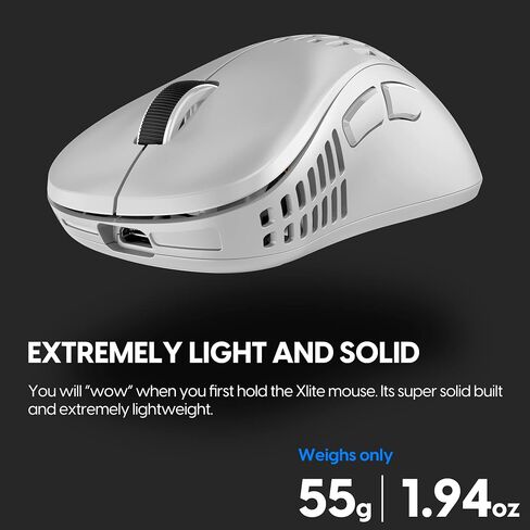 Pulsar Gaming Gears Xlite v4 Wireless Gaming Mouse, Ultra Lightweight 1.9 oz (54g), Ergonomic, Optical Switch, 32000 DPI, 750 IPS, XS-1 Sensor, 8k Compatible (Medium, Black) in Saudi Arabia