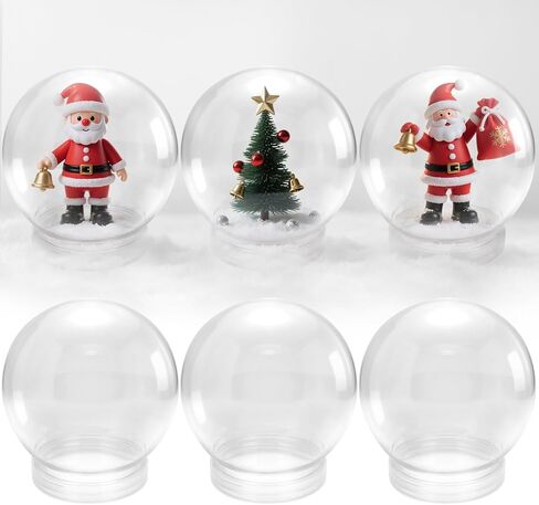 Pack of 6 (115mm) 4.5 Inch DIY Snow Globe Water Globe - Clear Plastic with Screw Off Cap | Perfect for DIY Crafts and Customization in Saudi Arabia