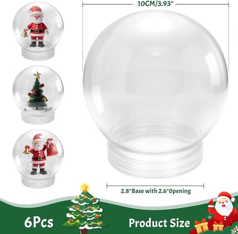 Pack of 6 (115mm) 4.5 Inch DIY Snow Globe Water Globe - Clear Plastic with Screw Off Cap | Perfect for DIY Crafts and Customization in Saudi Arabia