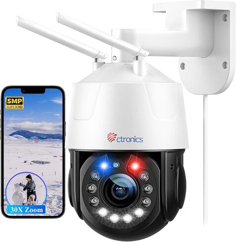 Ctronics 5MP 30X Optical Zoom Metal Security Camera WiFi 2.4/5Ghz Outdoor with Auto Cruise & Zoom, Surveillance Cameras 492ft Night Vision,Human/Motion Detection,IP66 in Saudi Arabia
