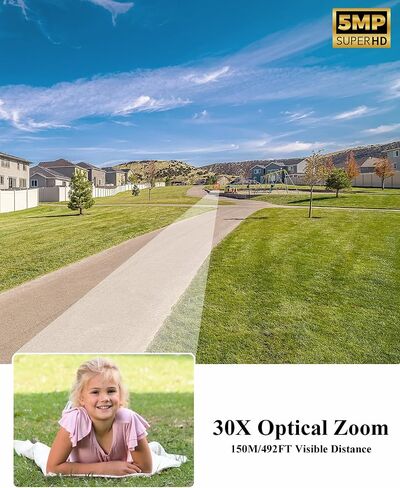 Ctronics 5MP 30X Optical Zoom Metal Security Camera WiFi 2.4/5Ghz Outdoor with Auto Cruise & Zoom, Surveillance Cameras 492ft Night Vision,Human/Motion Detection,IP66 in Saudi Arabia