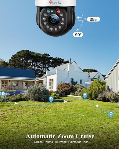 Ctronics 5MP 30X Optical Zoom Metal Security Camera WiFi 2.4/5Ghz Outdoor with Auto Cruise & Zoom, Surveillance Cameras 492ft Night Vision,Human/Motion Detection,IP66 in Saudi Arabia