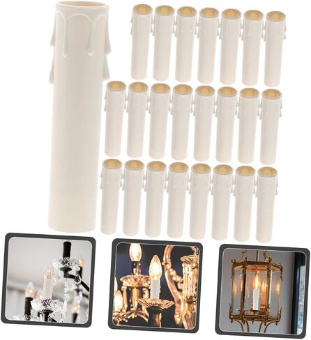 POPETPOP 24pcs Teardrop Candle Tube Covers Tall Candle Holders for Chandelier Lamp Shades in Saudi Arabia