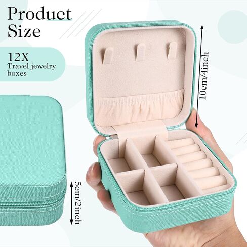 12 PCS MINI Travel Jewelry Case Bripondermaid اقتراح صناديق الهدايا ، منظم حرك الجلود الصغيرة ، حامل المجوهرات المحمولة. in Saudi Arabia